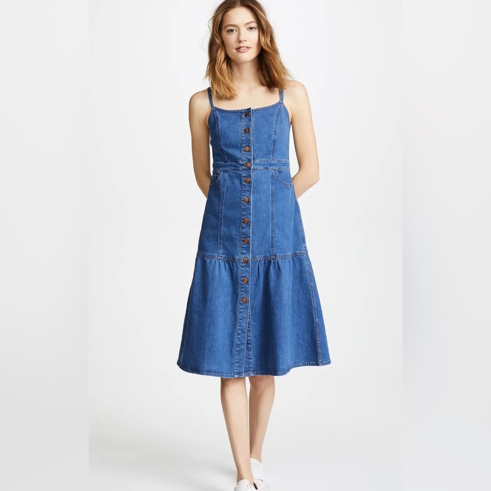 Madewell Cami Denim Midi dress size 2 NWT